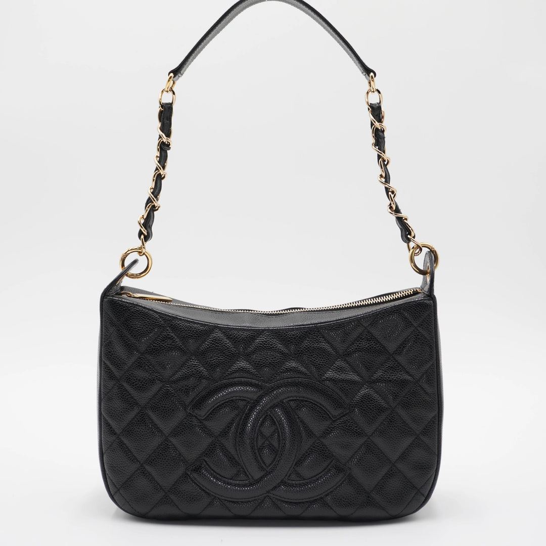 CHANEL Timeless Quilted Caviar Leather CC Logo Shoulder Bag CHANEL