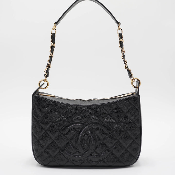 CHANEL Timeless Quilted Caviar Leather CC Logo Shoulder Bag CHANEL
