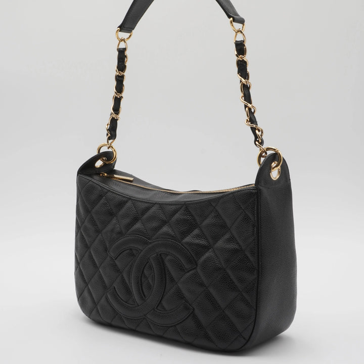 CHANEL Timeless Quilted Caviar Leather CC Logo Shoulder Bag CHANEL