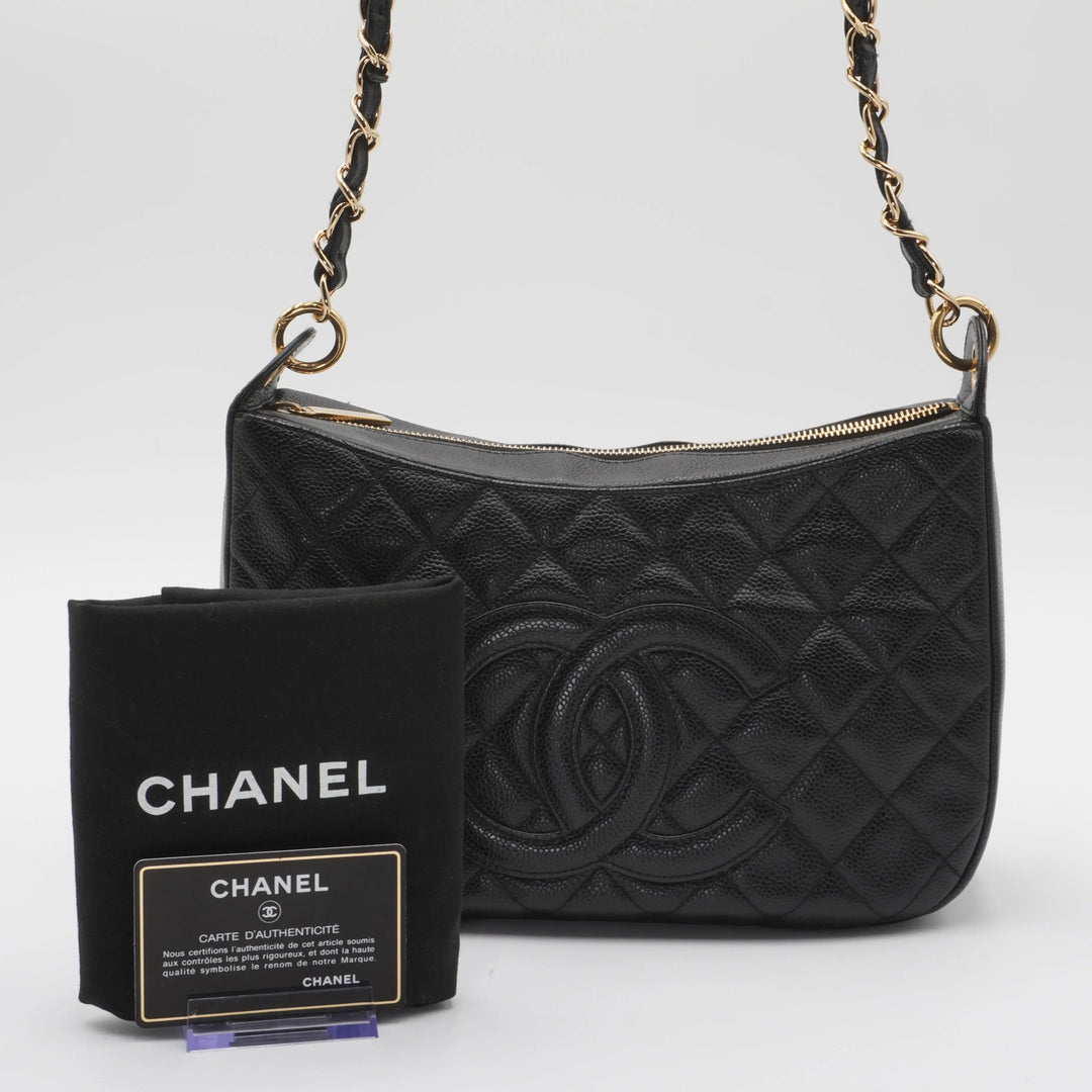 CHANEL Timeless Quilted Caviar Leather CC Logo Shoulder Bag CHANEL