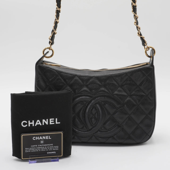 CHANEL Timeless Quilted Caviar Leather CC Logo Shoulder Bag CHANEL