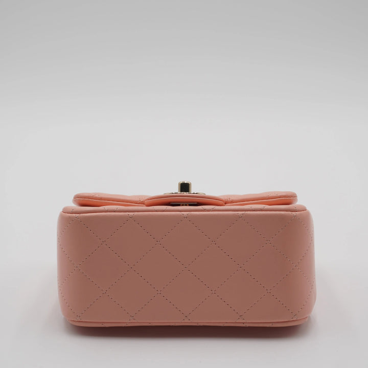 CHANEL Pink Matelassé Leather Mini Square Flap Shoulder Bag CHANEL