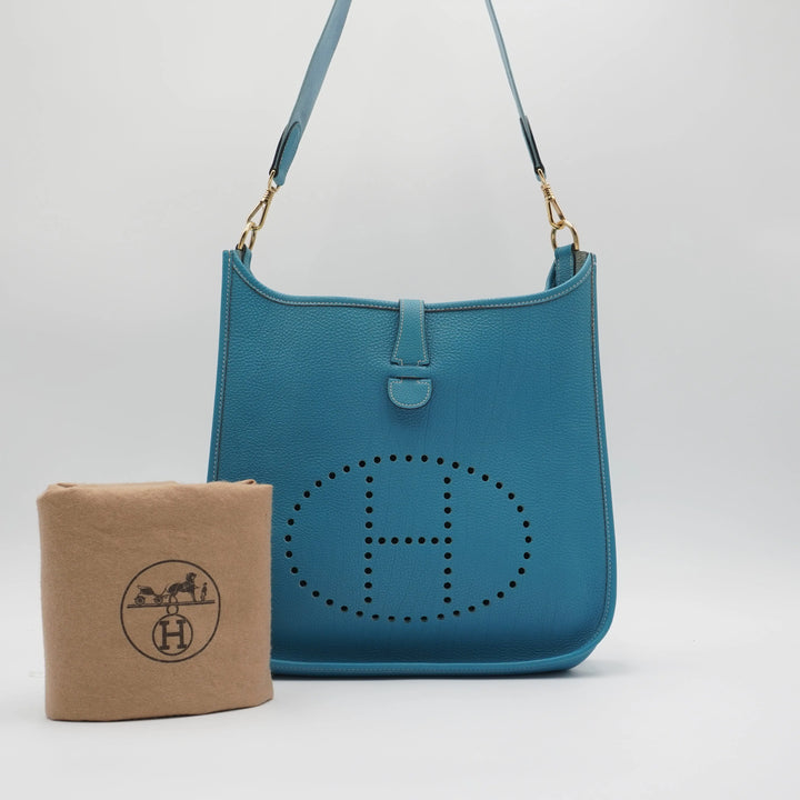 HERMES Blue Evelyne Shoulder Bag HERMES