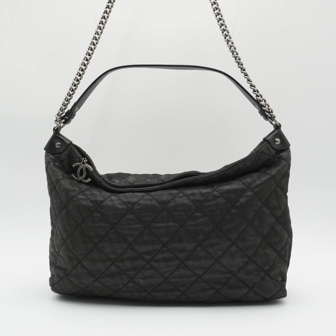 CHANEL Black Iridescent Quilted Daily Hobo Bag CHANEL