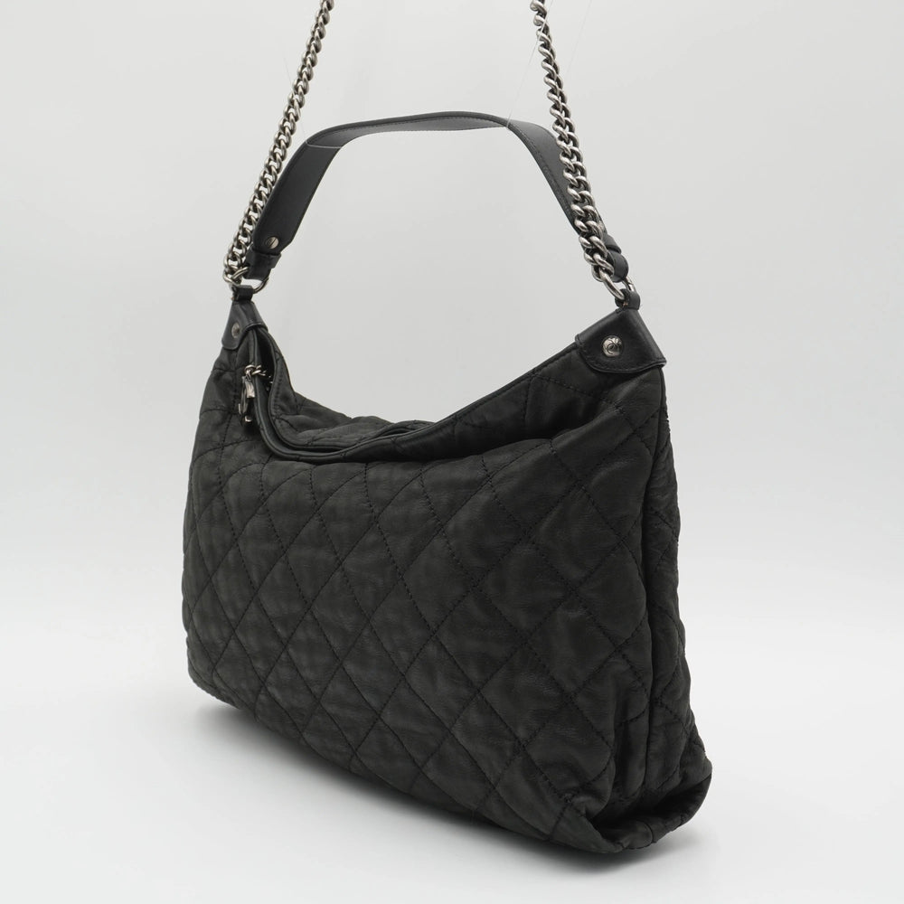 CHANEL Black Iridescent Quilted Daily Hobo Bag CHANEL