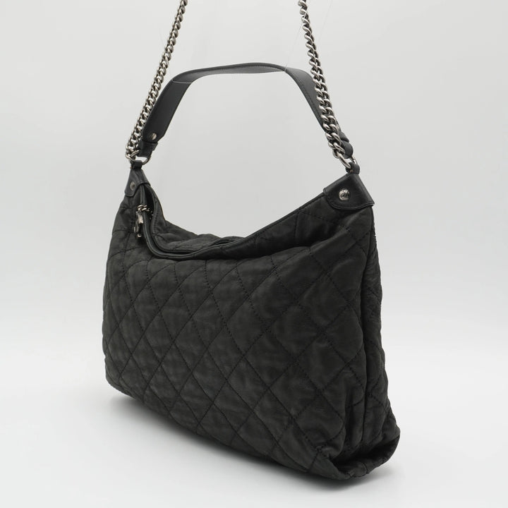 CHANEL Black Iridescent Quilted Daily Hobo Bag CHANEL