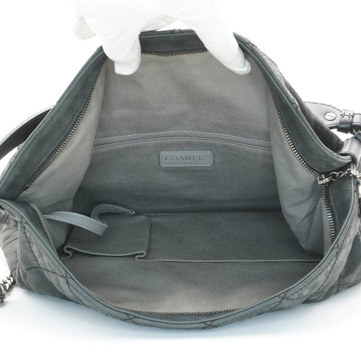 CHANEL Black Iridescent Quilted Daily Hobo Bag CHANEL