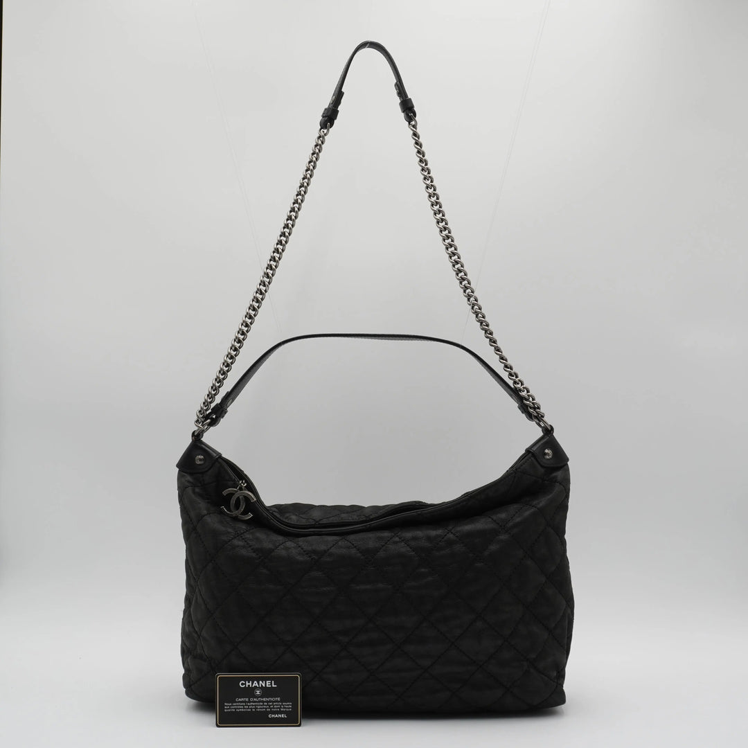 CHANEL Black Iridescent Quilted Daily Hobo Bag CHANEL
