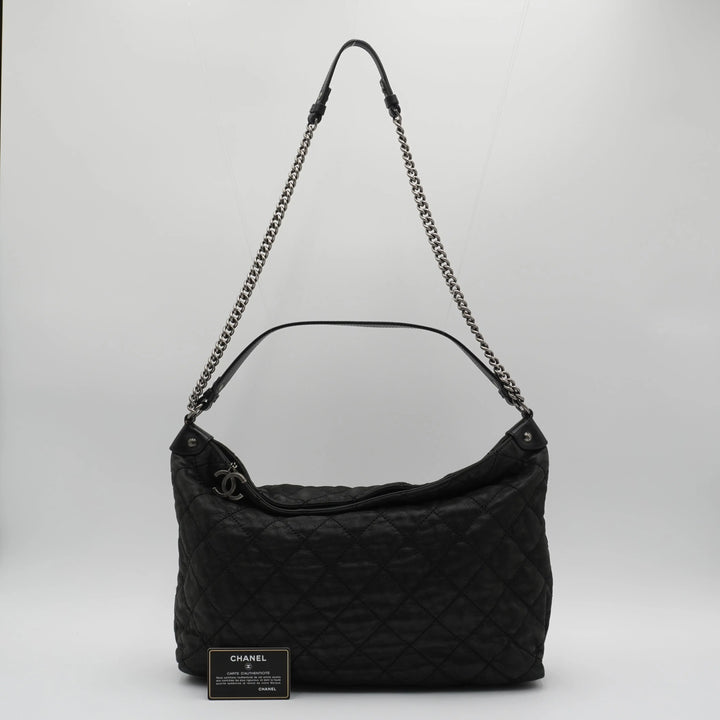CHANEL Black Iridescent Quilted Daily Hobo Bag CHANEL