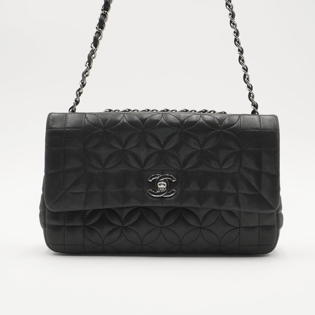CHANEL Black Quilted Geometric Lambskin Classic Flap Bag CHANEL
