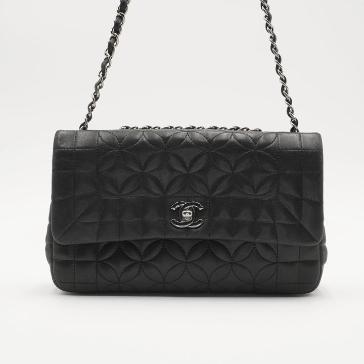 CHANEL Black Quilted Geometric Lambskin Classic Flap Bag CHANEL