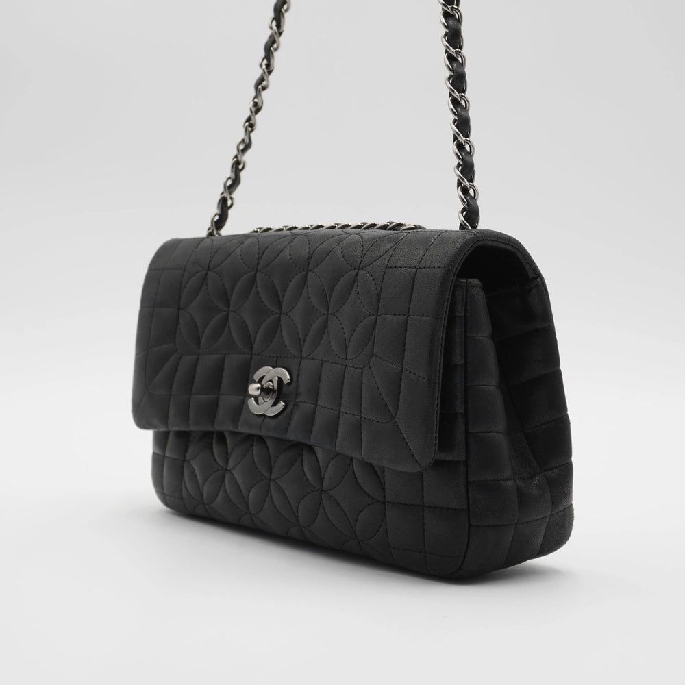 CHANEL Black Quilted Geometric Lambskin Classic Flap Bag CHANEL