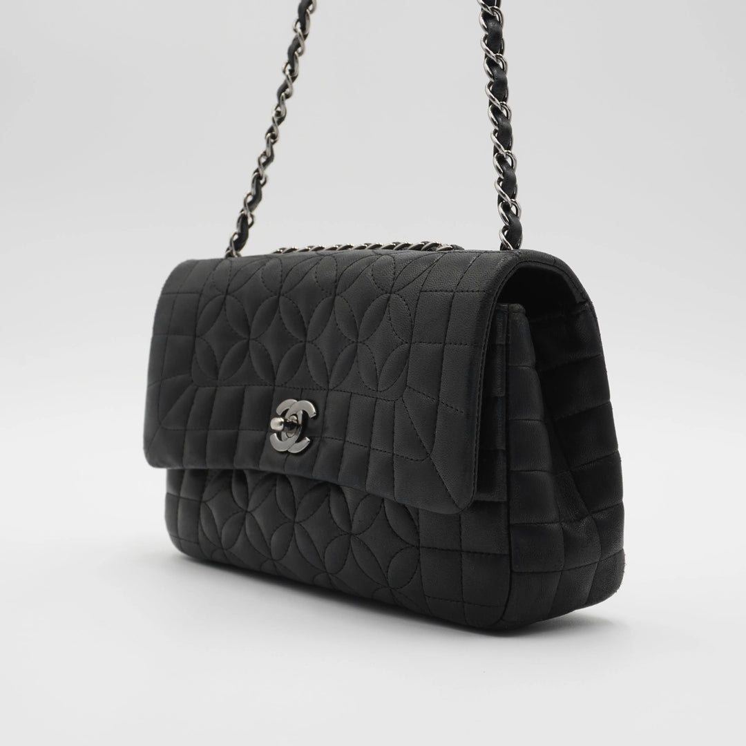 CHANEL Black Quilted Geometric Lambskin Classic Flap Bag CHANEL