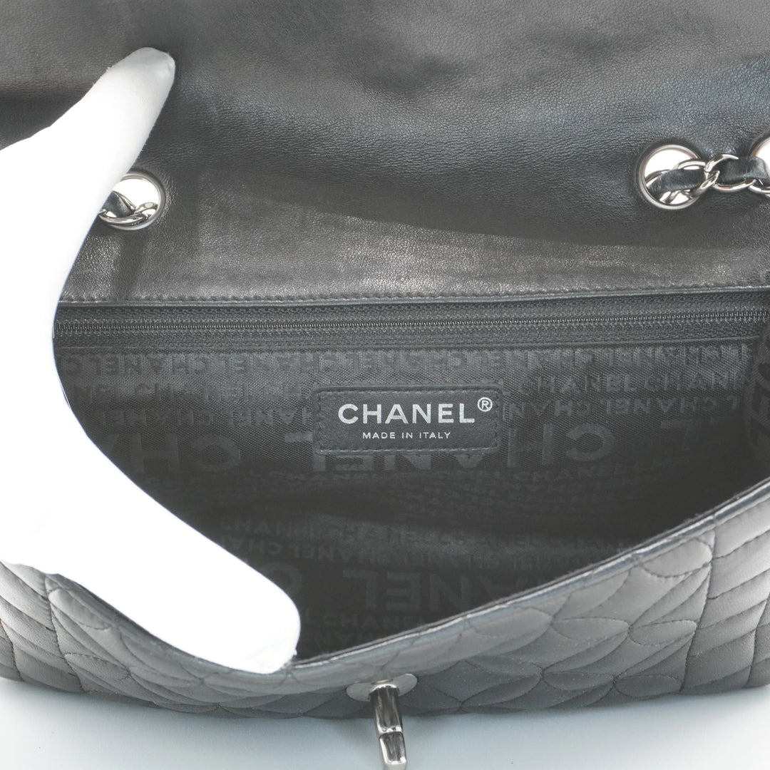 CHANEL Black Quilted Geometric Lambskin Classic Flap Bag CHANEL