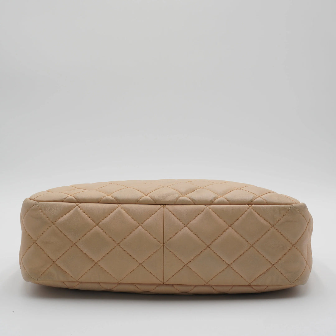 CHANEL Large Beige Quilted Camera Case Bag CHANEL