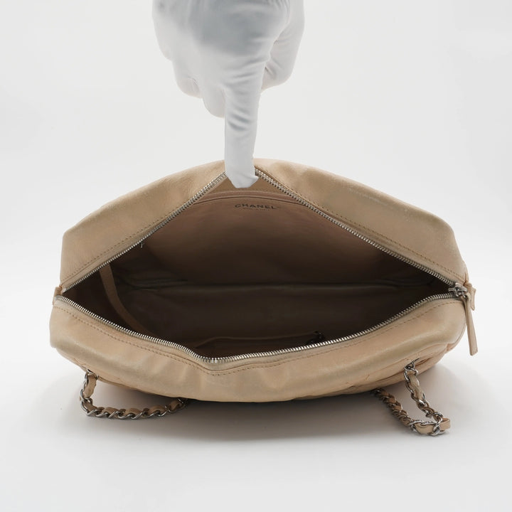 CHANEL Large Beige Quilted Camera Case Bag CHANEL