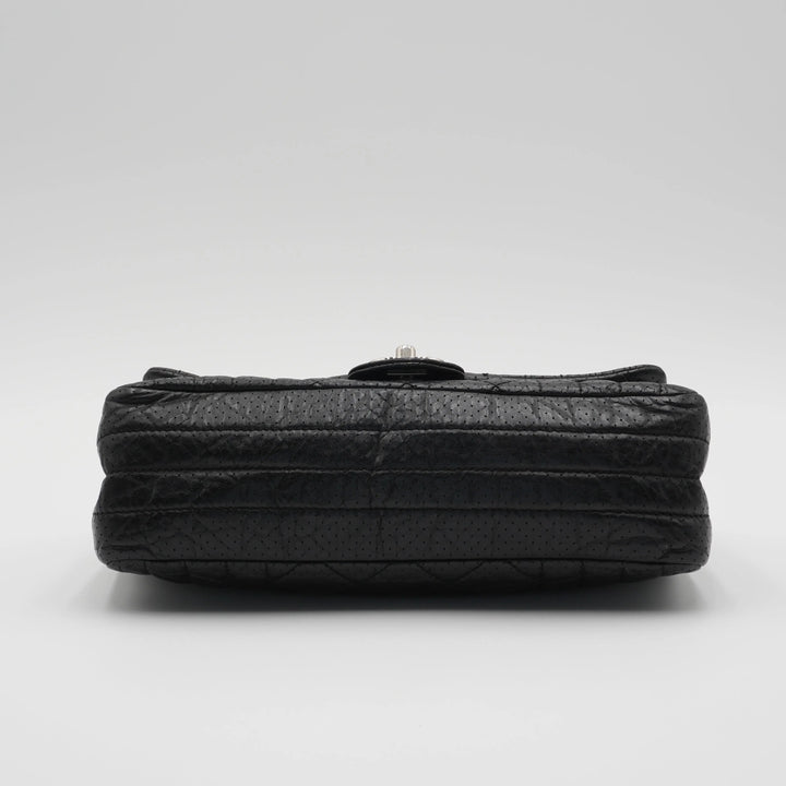 CHANEL Black Leather Perforated Flap Shoulder Bag CHANEL