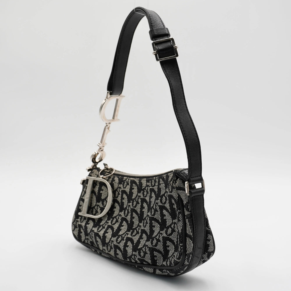 Dior Black & Gray Canvas Trotter Shoulder Bag DIOR