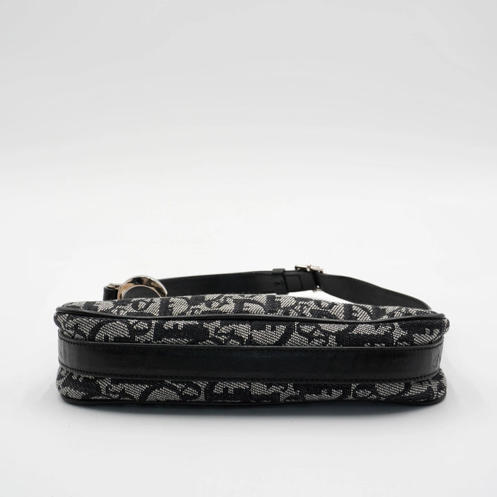 Dior Black & Gray Canvas Trotter Shoulder Bag DIOR