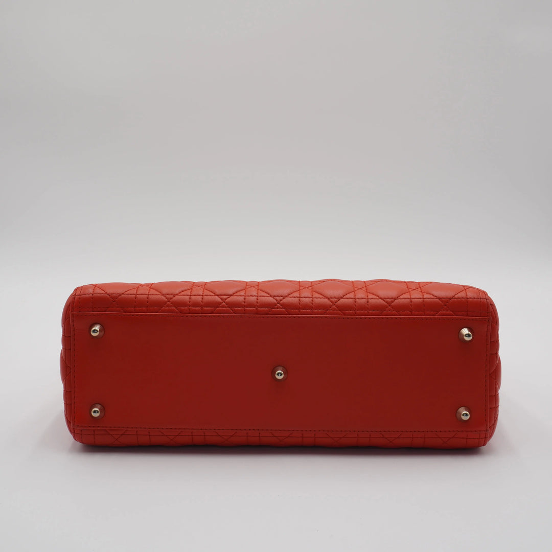 Dior Orange Cannage Lamb Lady Dior 2-Way Bag