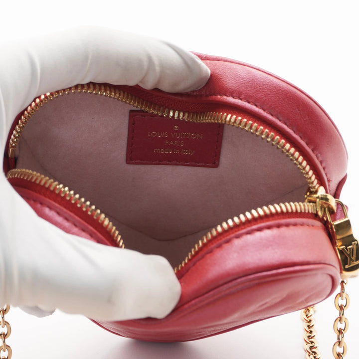 LOUIS VUITTON Lambskin Monogram Embossed Heart On Chain Bag LOUIS VUITTON