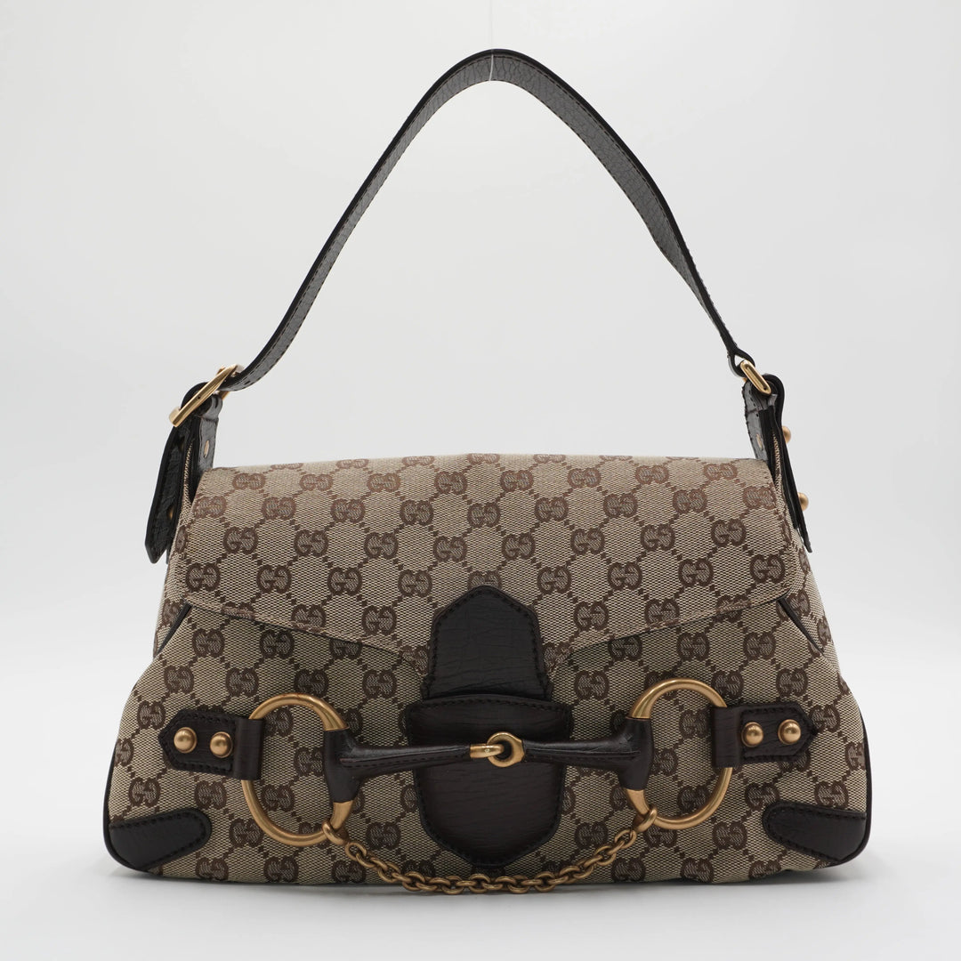 Gucci Horsebit GG Monogram Shoulder Bag GUCCI