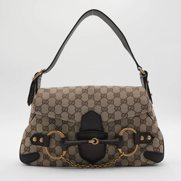Gucci Horsebit GG Monogram Shoulder Bag GUCCI