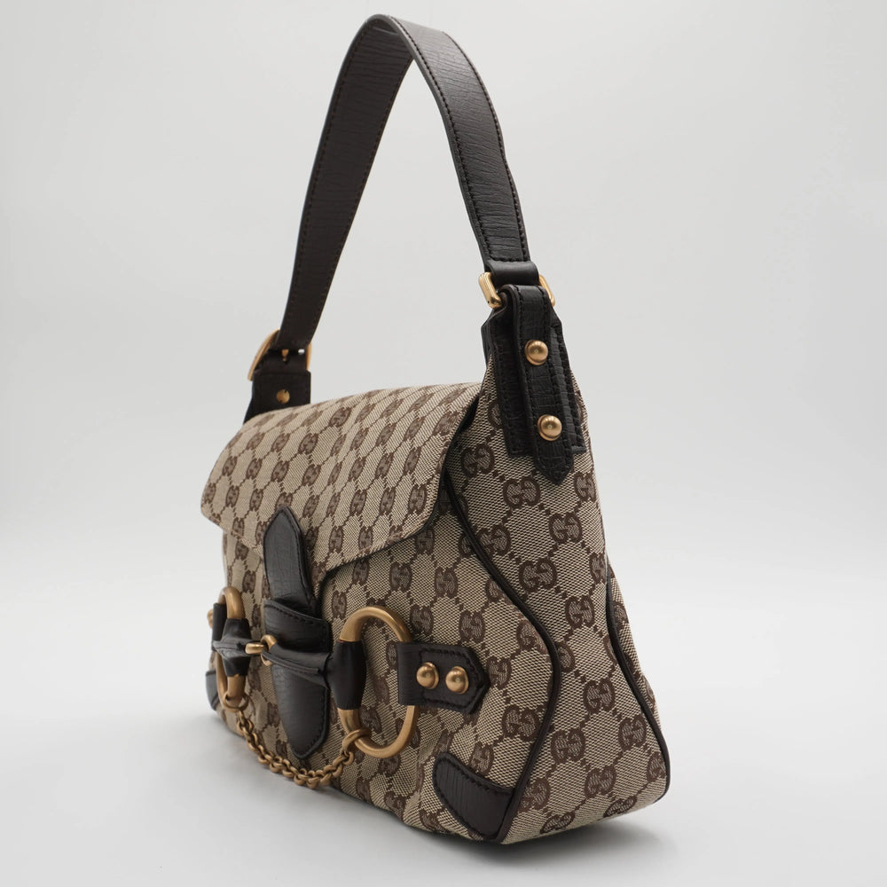Gucci Horsebit GG Monogram Shoulder Bag GUCCI