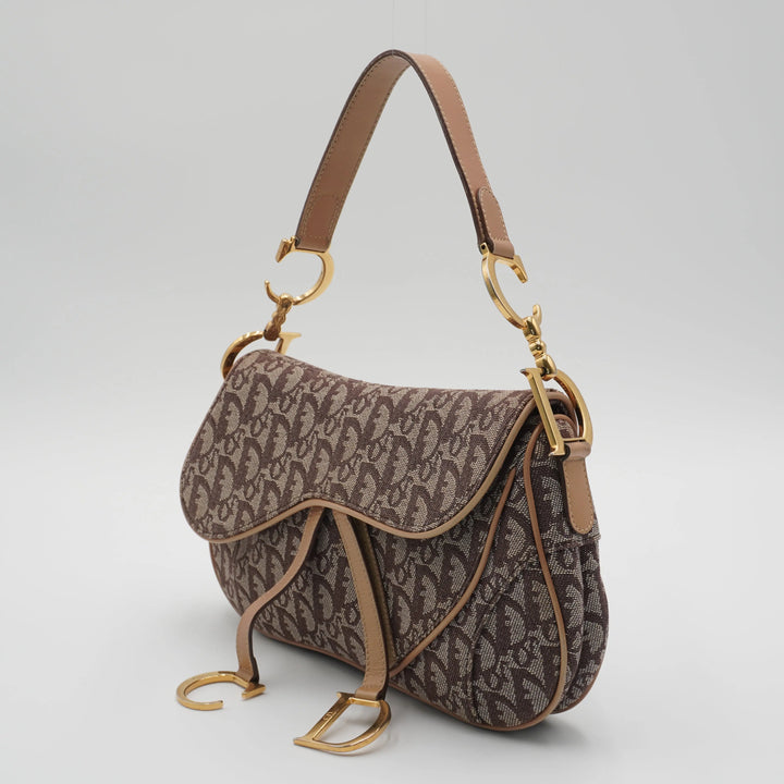 Dior Brown/Beige Canvas Trotter Saddle Shoulder Bag DIOR