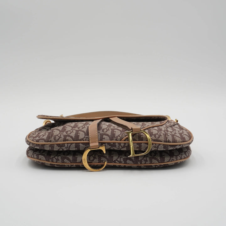 Dior Brown/Beige Canvas Trotter Saddle Shoulder Bag DIOR