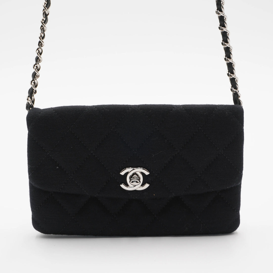CHANEL Black Jersey Mini Flap Bag CHANEL