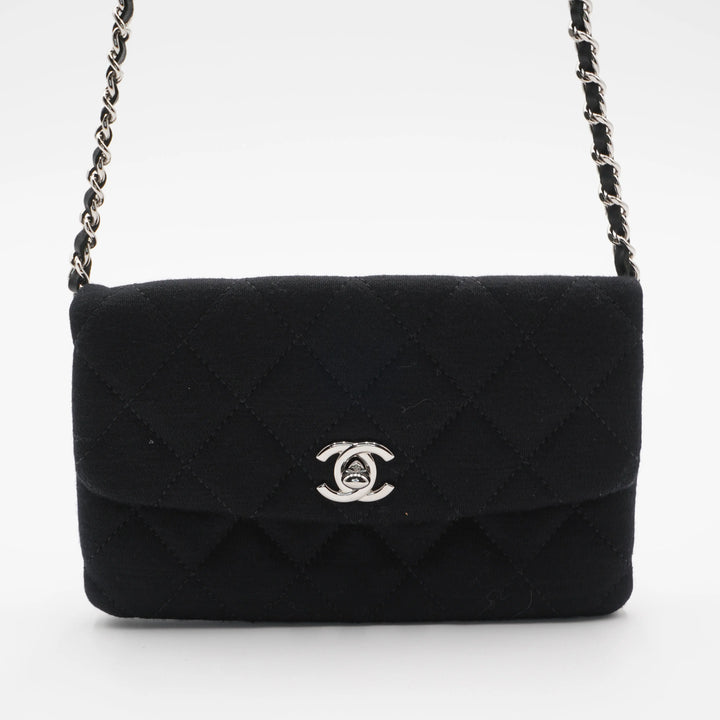 CHANEL Black Jersey Mini Flap Bag CHANEL