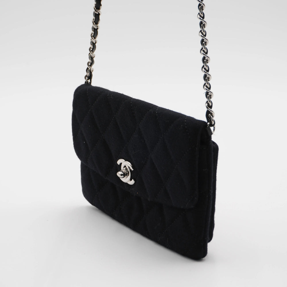 CHANEL Black Jersey Mini Flap Bag CHANEL