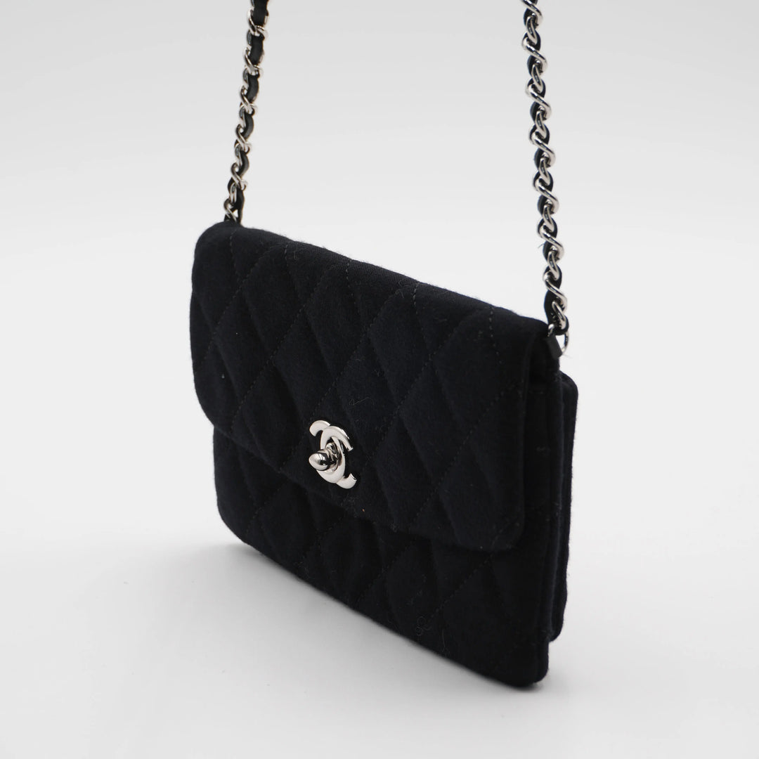 CHANEL Black Jersey Mini Flap Bag CHANEL