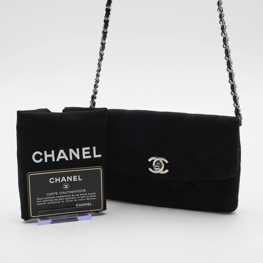CHANEL Black Jersey Mini Flap Bag CHANEL
