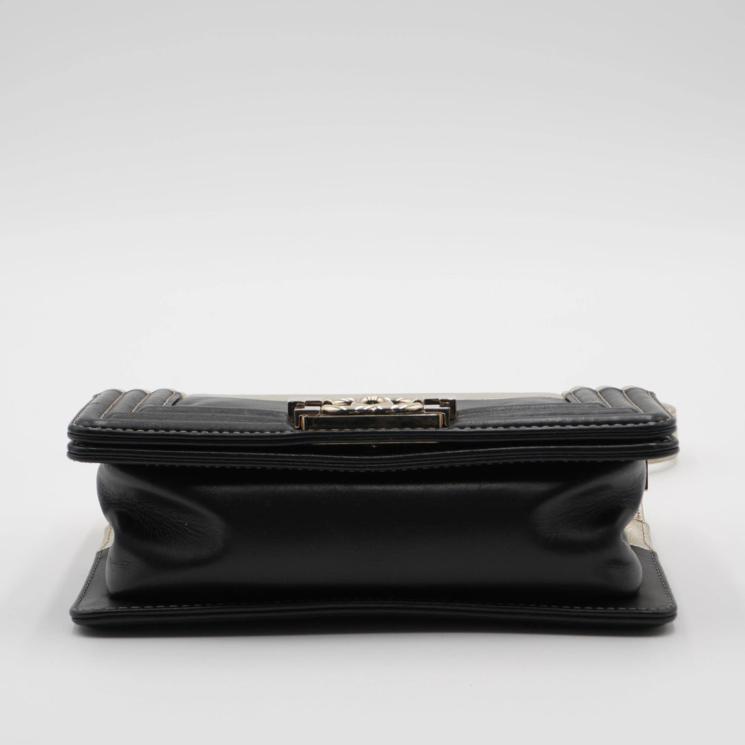 CHANEL Metallic Bicolor Leather Boy Bag CHANEL