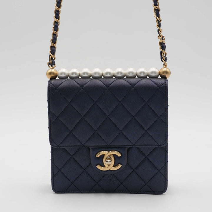 CHANEL Quilted Lambskin Chic Pearls Mini Flap Bag CHANEL