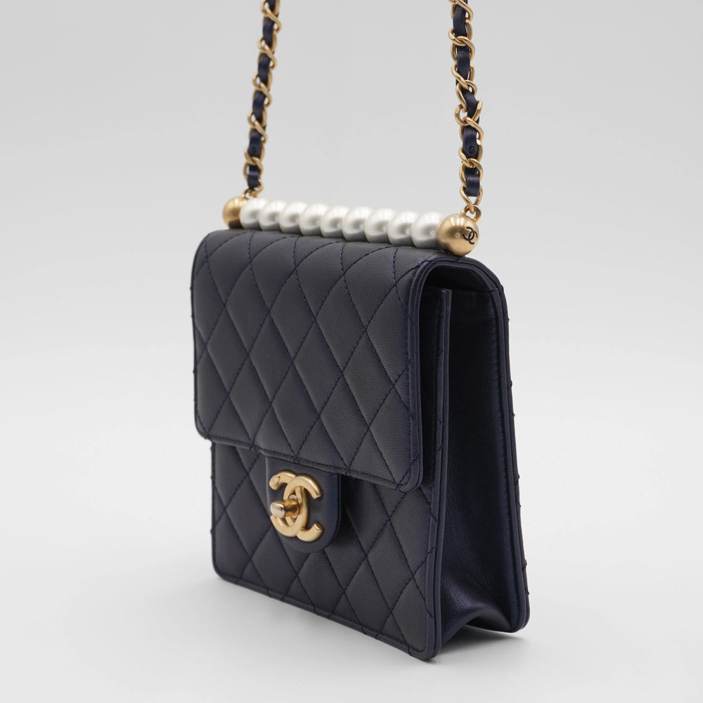 CHANEL Quilted Lambskin Chic Pearls Mini Flap Bag CHANEL
