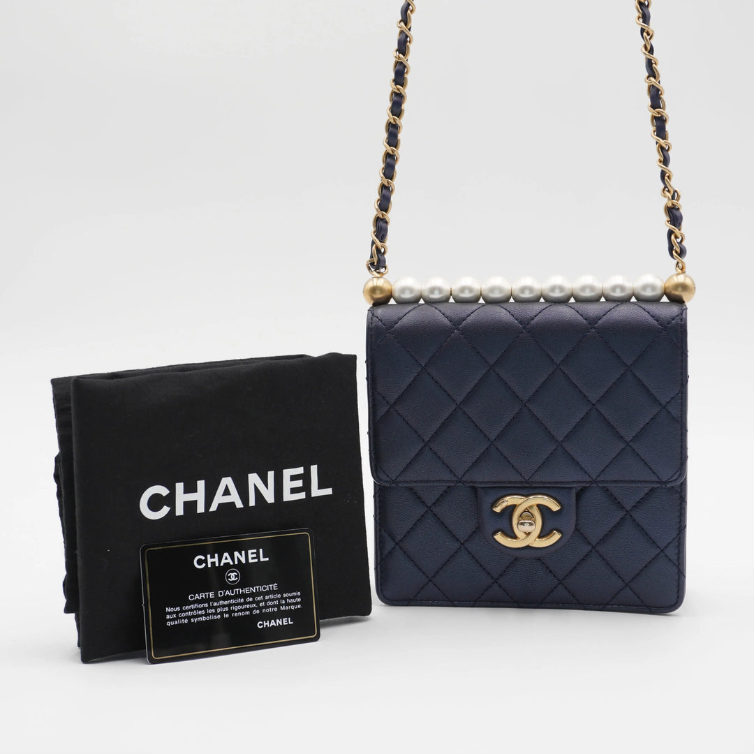 CHANEL Quilted Lambskin Chic Pearls Mini Flap Bag CHANEL