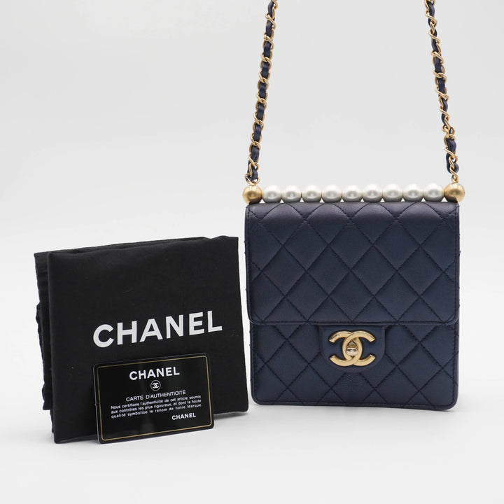 CHANEL Quilted Lambskin Chic Pearls Mini Flap Bag CHANEL