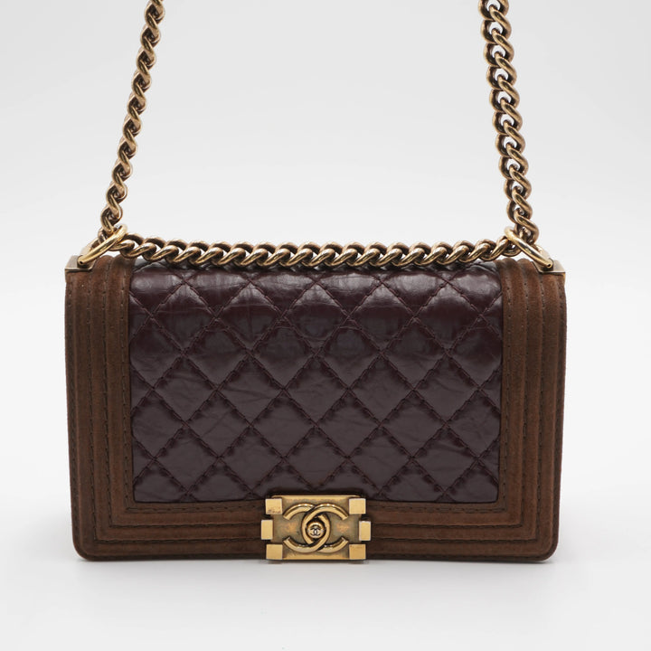 CHANEL Brown Leather and Suede Paris-Edinburgh Boy Bag CHANEL
