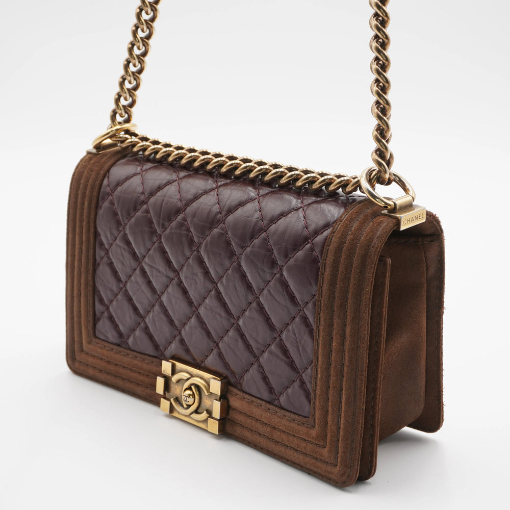 CHANEL Brown Leather and Suede Paris-Edinburgh Boy Bag CHANEL