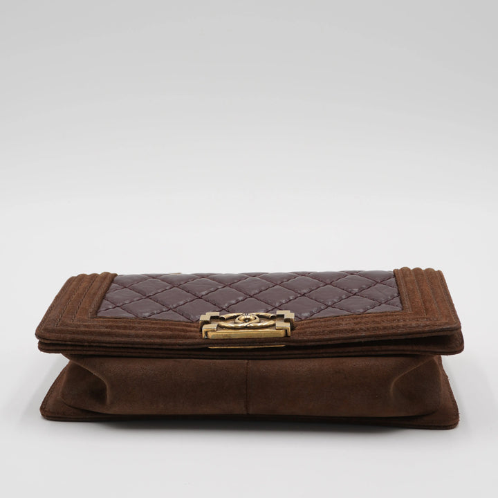 CHANEL Brown Leather and Suede Paris-Edinburgh Boy Bag CHANEL