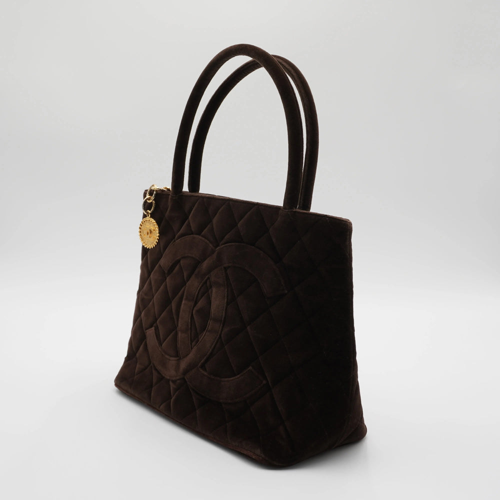 CHANEL Brown Velvet Medallion Tote Bag CHANEL