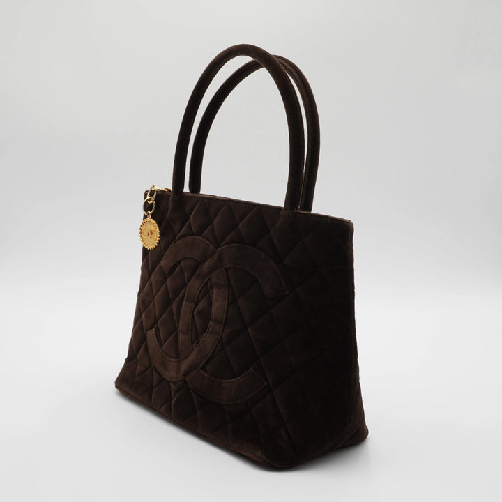 CHANEL Brown Velvet Medallion Tote Bag CHANEL