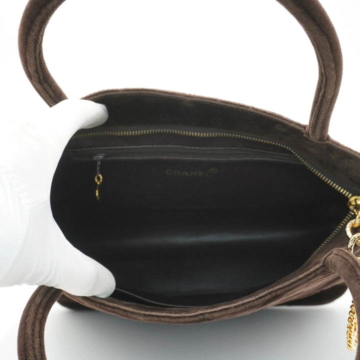 CHANEL Brown Velvet Medallion Tote Bag CHANEL