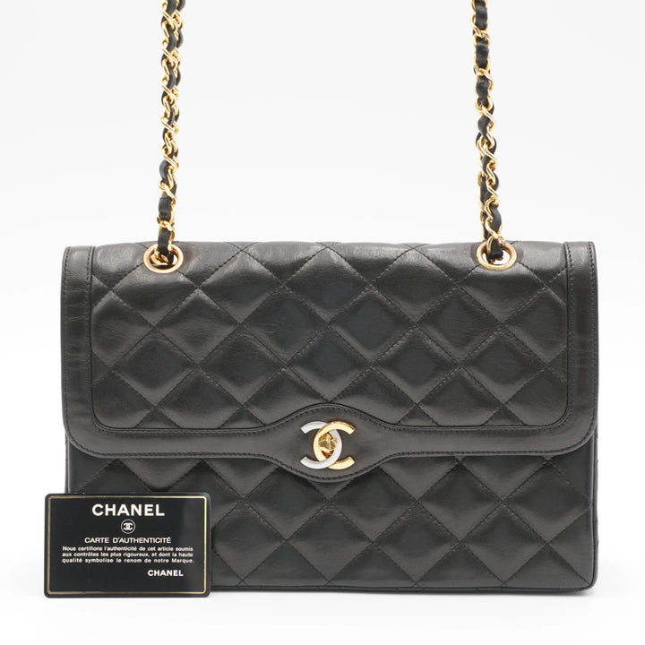 CHANEL Paris Limited Edition Two-Tone CC Logo Double Flap Bag - Very Good CHANEL