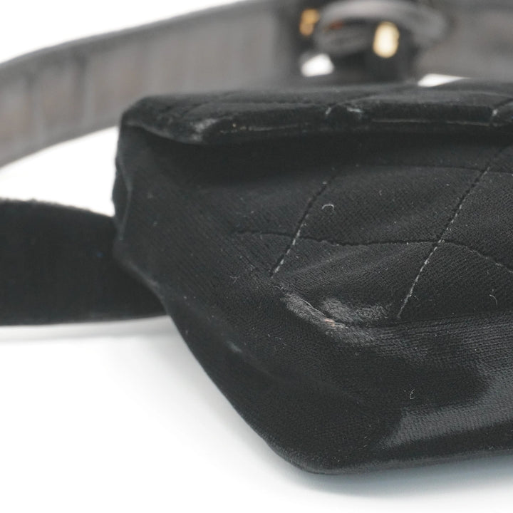 CHANEL Black Velvet Velour Waist Bag CHANEL