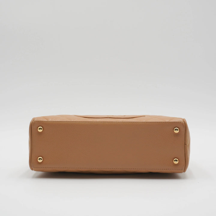 CHANEL Beige Caviar Leather Mini Boston Bag CHANEL