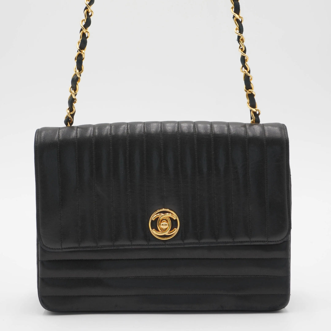 CHANEL Vintage Mademoiselle Vertical Quilted Shoulder Bag CHANEL
